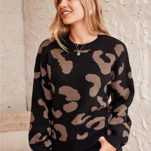 Leopard Print Drop Sleeve Sweater